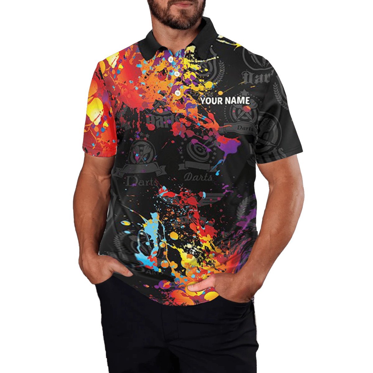 Herren Custom Grunge Darts Trikot - Bunte Dartscheibe Polo T1894 - Outfitsuche