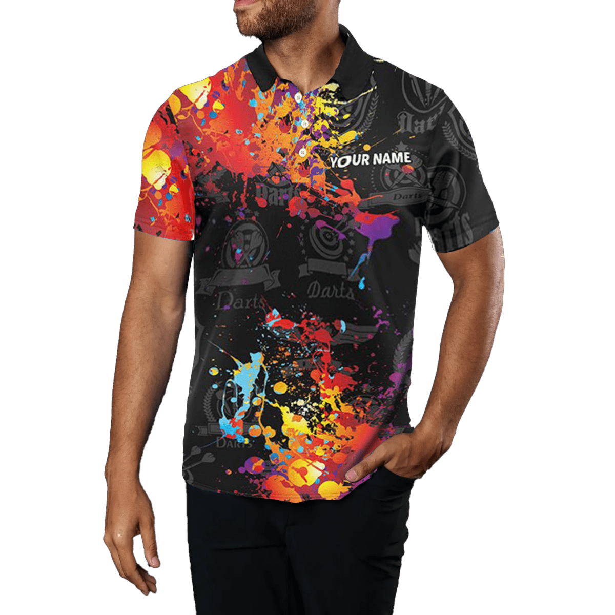 Herren Custom Grunge Darts Trikot - Bunte Dartscheibe Polo T1894 - Outfitsuche