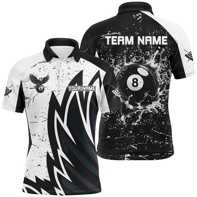 Herren Custom Grunge Schwarz Weiß 8 - Ball Billardshirt T1600 - Outfitsuche