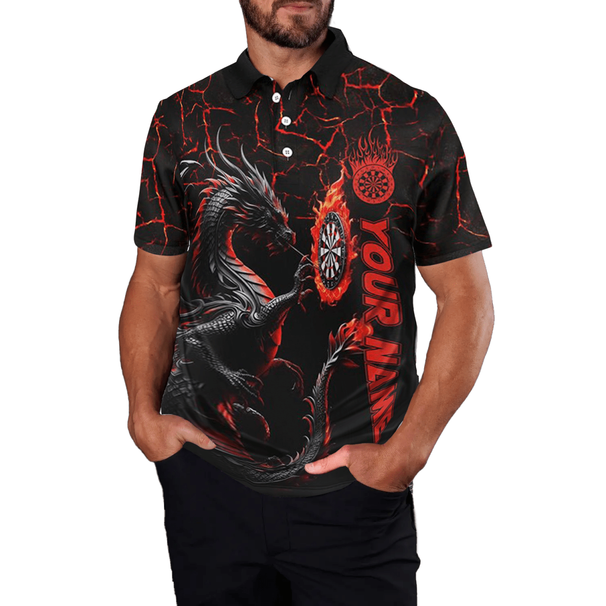 Herren Custom Roter Drache Darts Polo Trikot T1841 - Outfitsuche