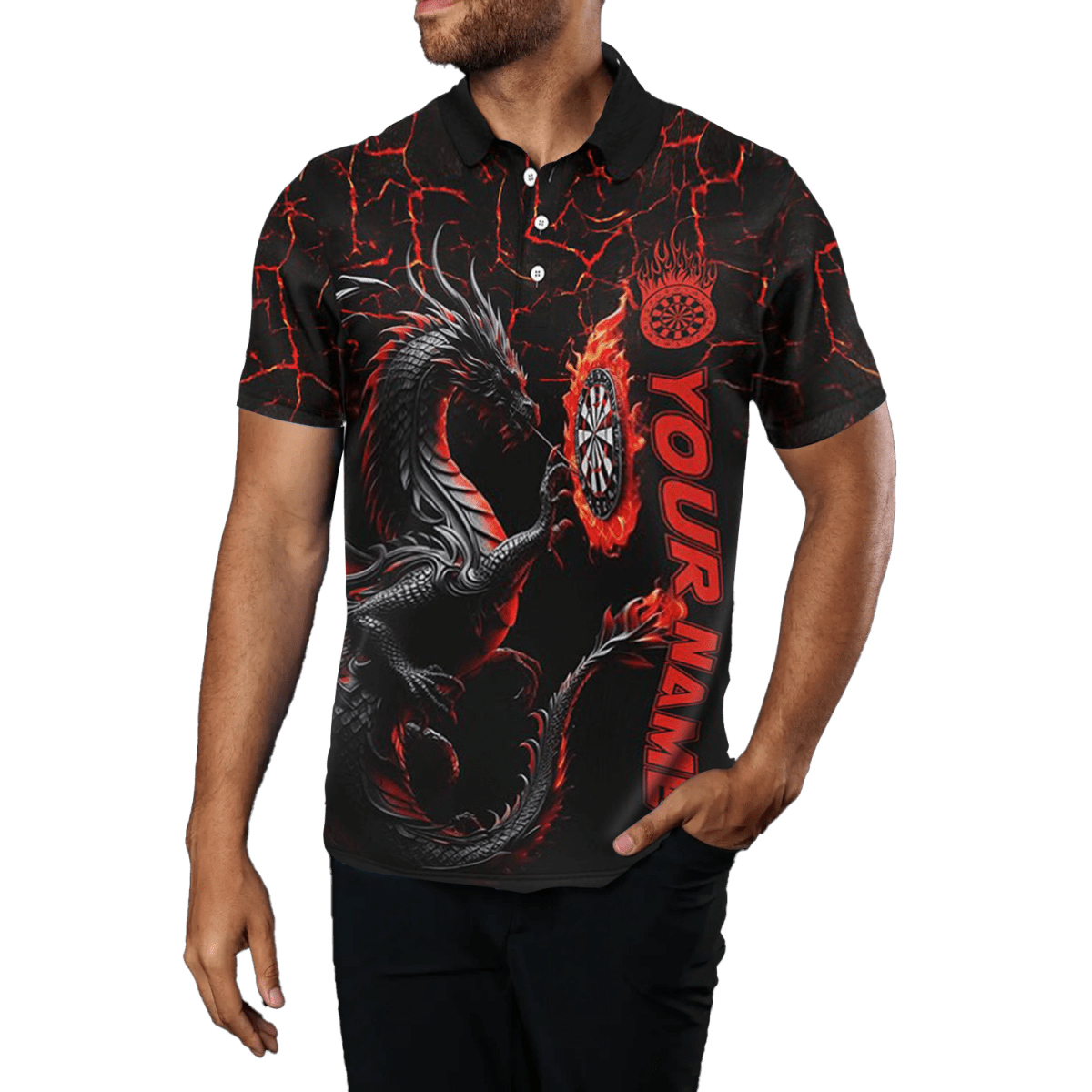 Herren Custom Roter Drache Darts Polo Trikot T1841 - Outfitsuche