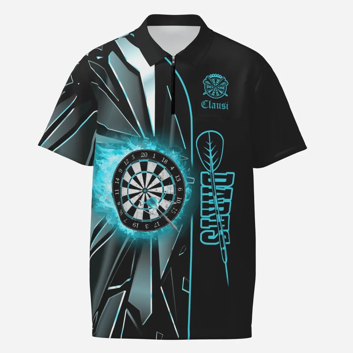 Herren Custom Türkis Break Glass 3D Darts Polo Trikot T1998 - Outfitsuche