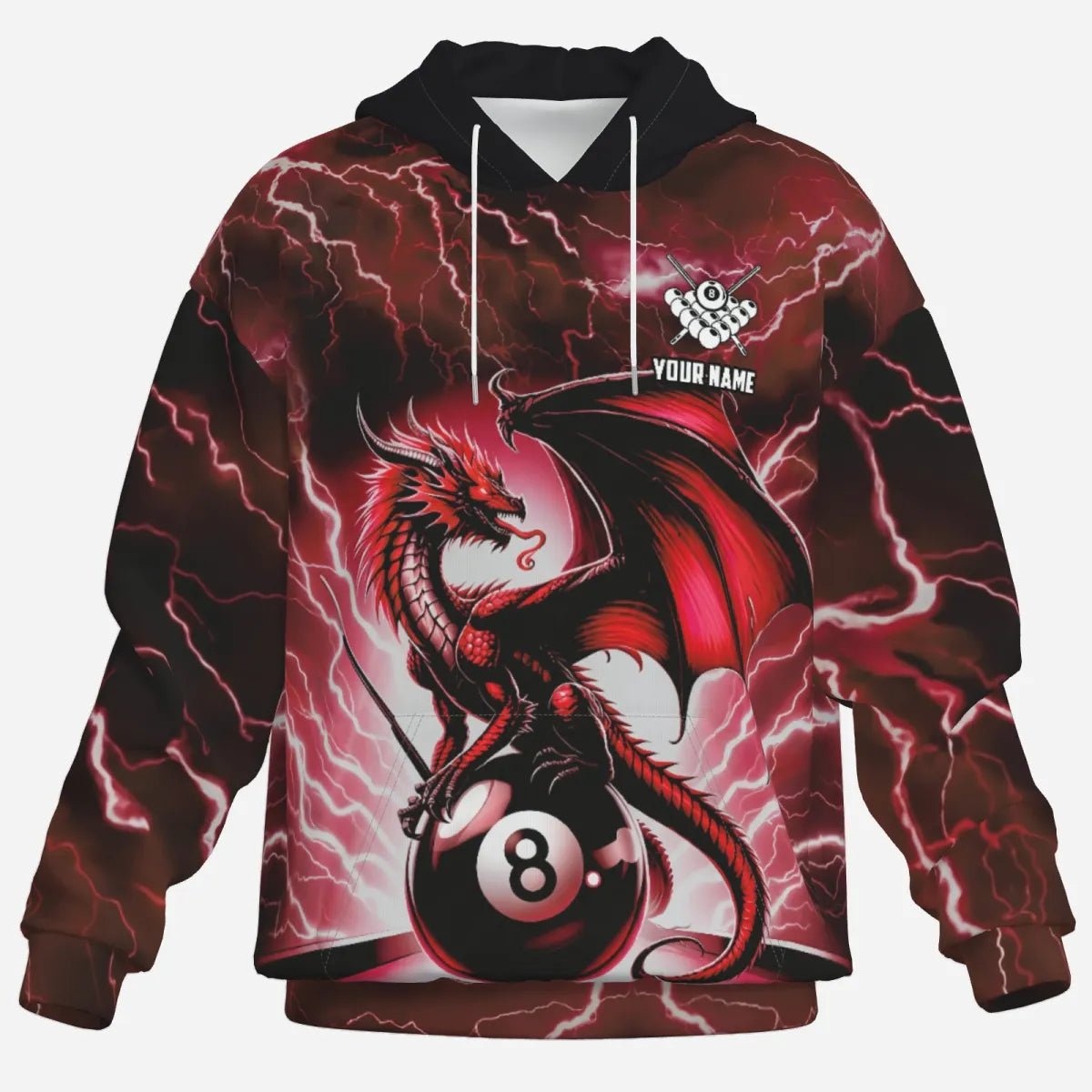 Herren Damen Rotes Blitz Thunder Dragon 8 - Ball Pool Hoodie T1757 - Outfitsuche
