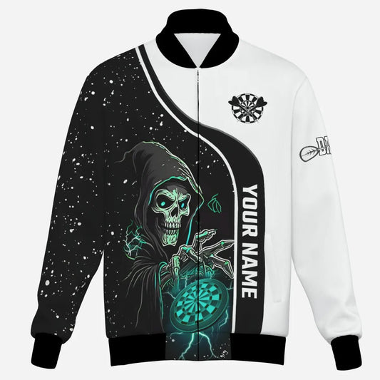 Herren Dart Jacke - mit türkisfarbenem Totenkopf - Motiv Kapuzenjacke T2627 - Outfitsuche