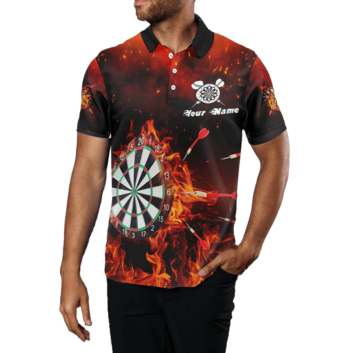 Herren Dart - Polo mit Feuerflammen - Motiv Q861 - Outfitsuche