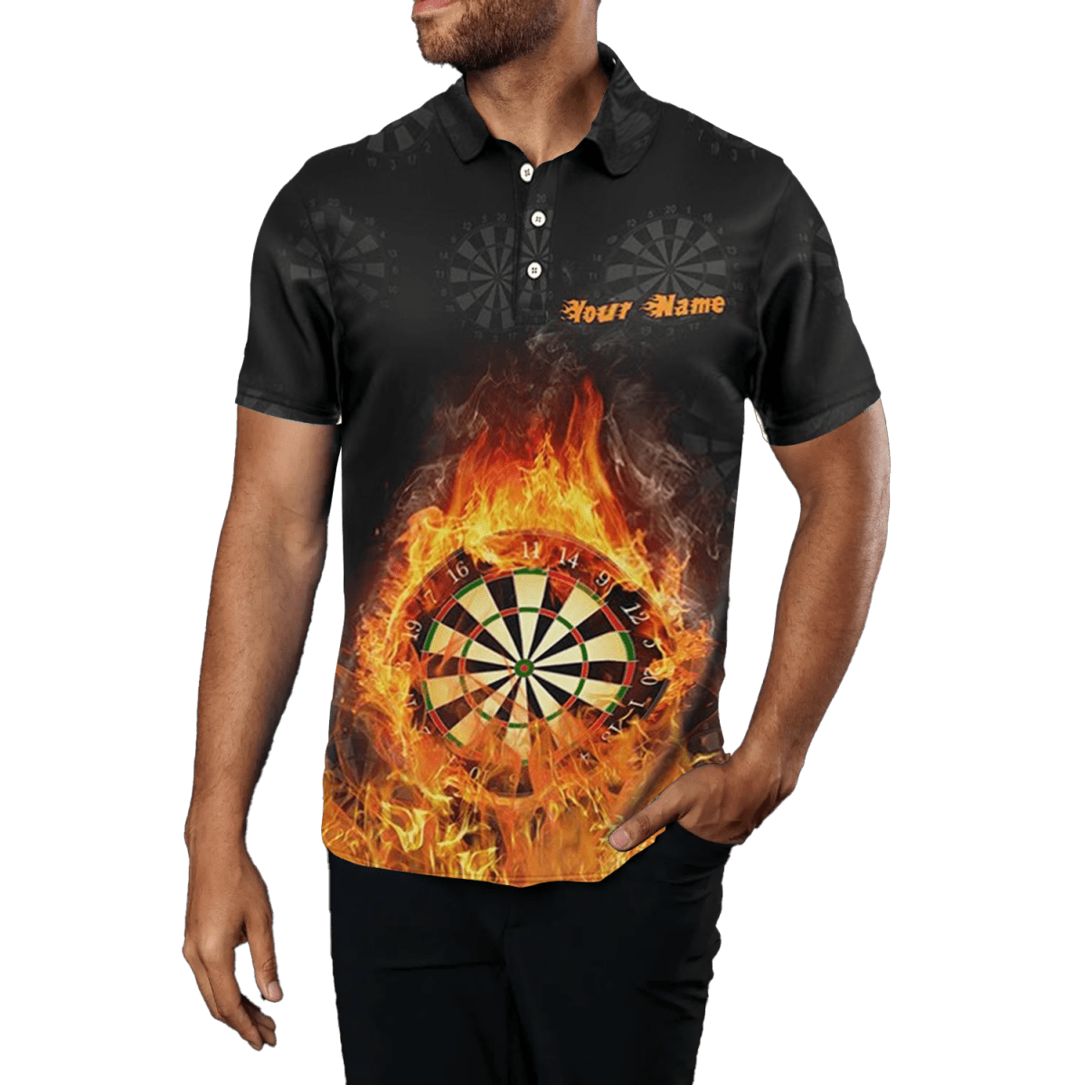 Herren Dart - Polo mit Feuerflammen - Schädel, gruseliges Design, cool & stylisch R142 - Outfitsuche