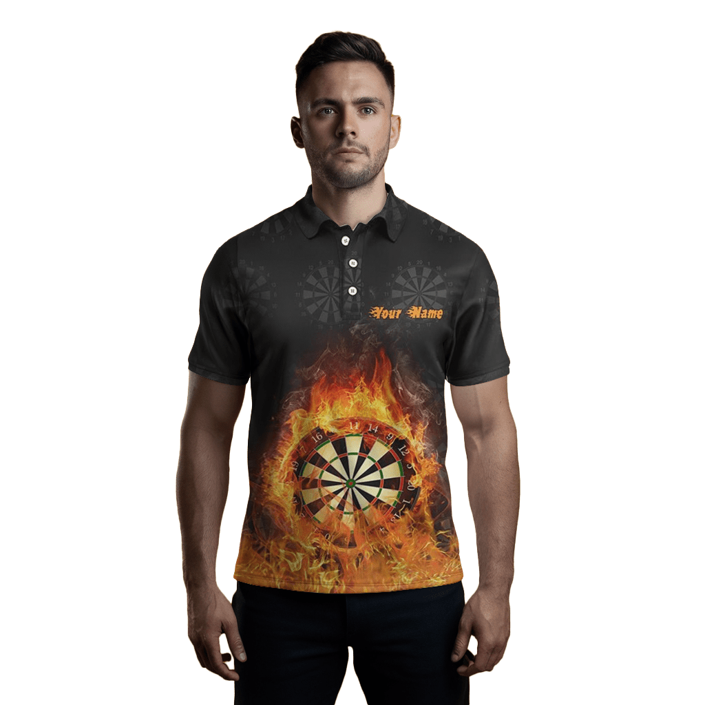 Herren Dart - Polo mit Feuerflammen - Schädel, gruseliges Design, cool & stylisch R142 - Outfitsuche