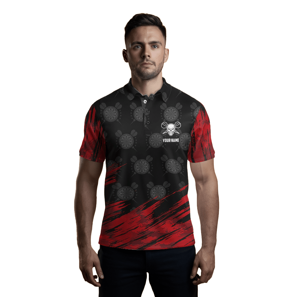 Herren Dart - Polo mit Totenkopf - Motiv, rot - schwarz R76 - Outfitsuche