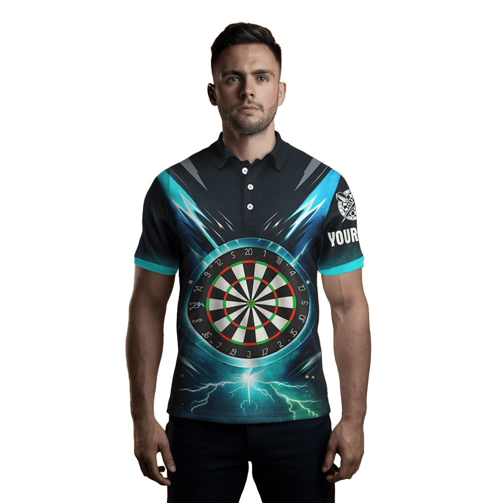 Herren Dart Polo Shirt "Blauer Blitz" | Dart Trikot | Blue Lightning L1370 - Outfitsuche