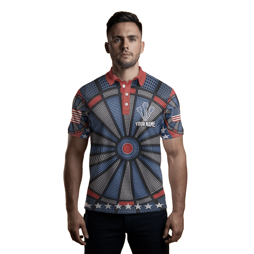 Herren Dart Polo Shirt, Dartboard Design - Schwarz/Weiß J6738 - Outfitsuche