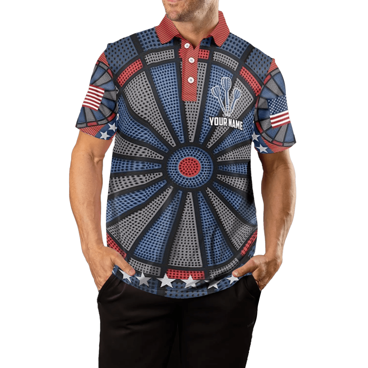 Herren Dart Polo Shirt, Dartboard Design - Schwarz/Weiß J6738 - Outfitsuche