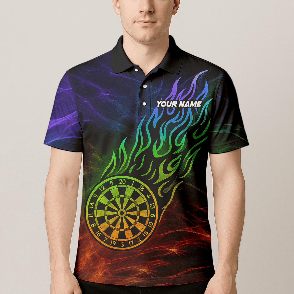Herren Dart Polo - Shirt 'Feuerdrache' – Schwarz Rot, personalisierbar B3964 - Outfitsuche
