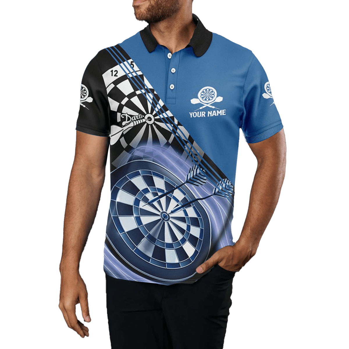 Herren Dart Polo Shirt in Blau mit Namen M759 - Outfitsuche