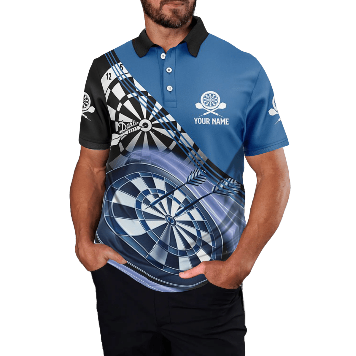 Herren Dart Polo Shirt in Blau mit Namen M759 - Outfitsuche