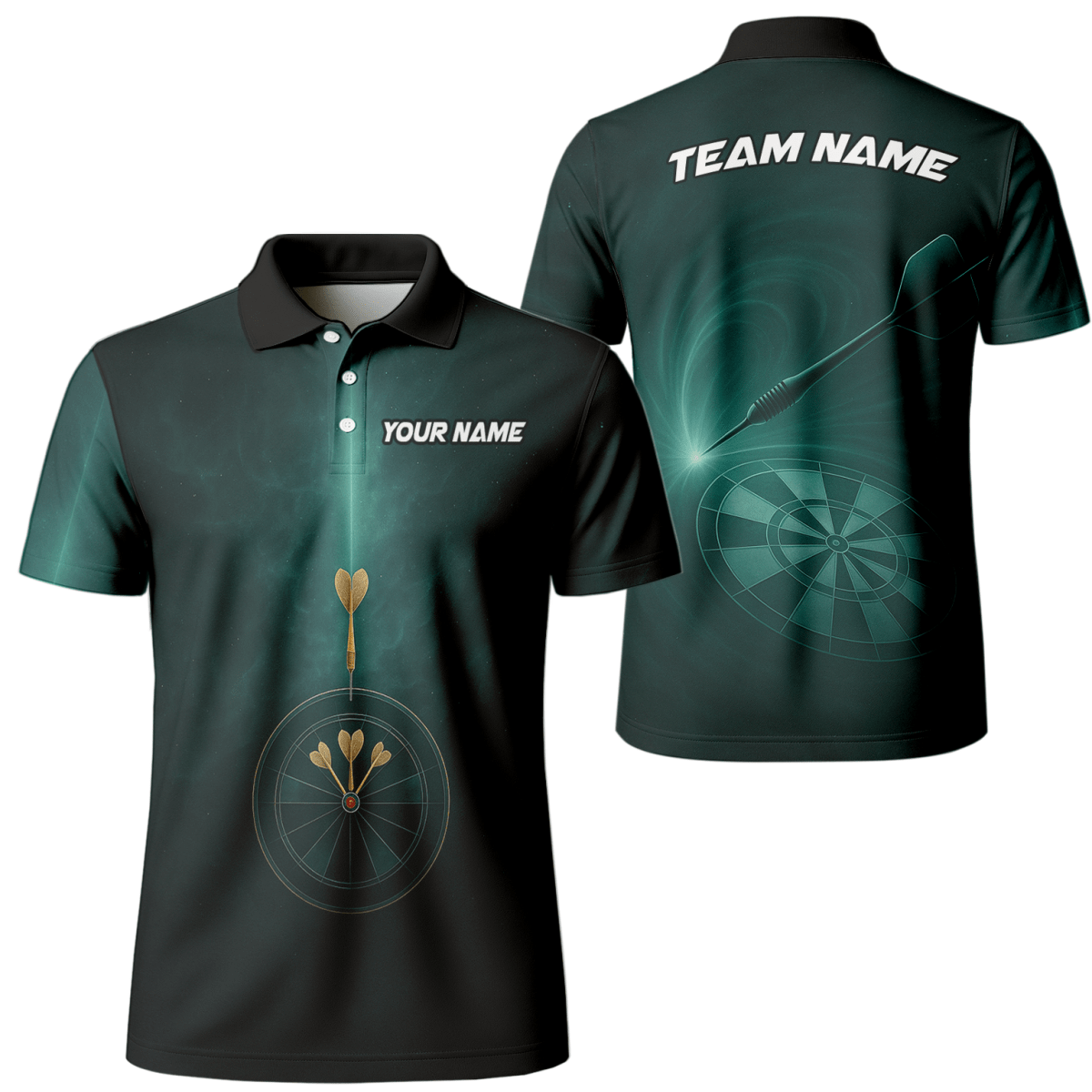 Herren Dart Polo - Shirt Personalisiert Dunkelgrün Wunschname Dart Design C2180 - Outfitsuche