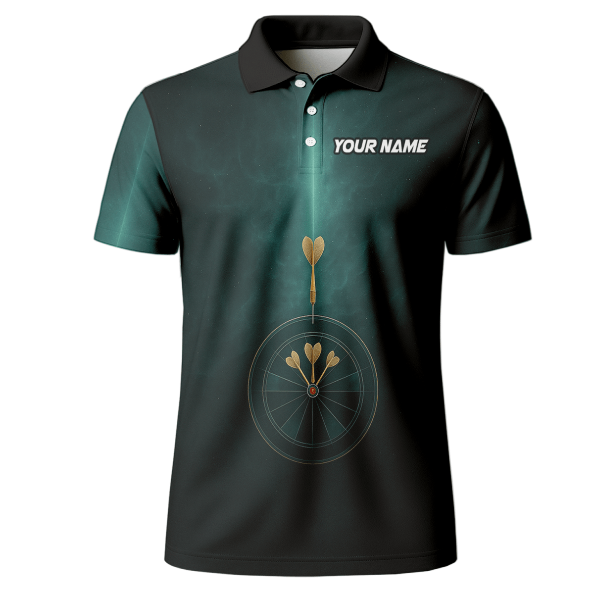 Herren Dart Polo - Shirt Personalisiert Dunkelgrün Wunschname Dart Design C2180 - Outfitsuche