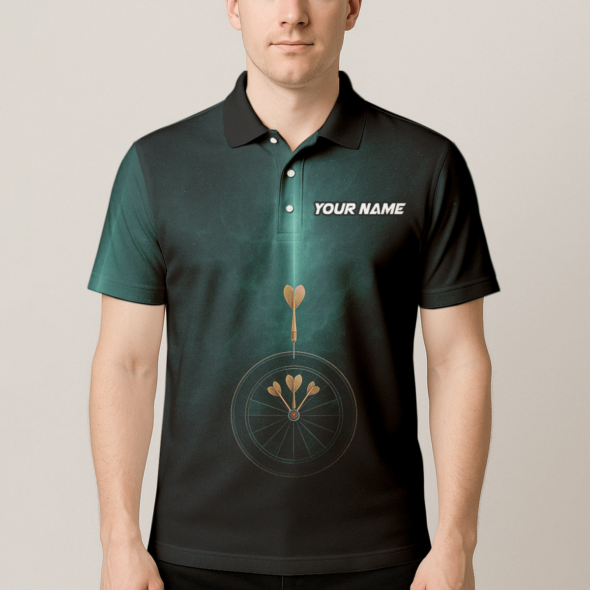 Herren Dart Polo - Shirt Personalisiert Dunkelgrün Wunschname Dart Design C2180 - Outfitsuche