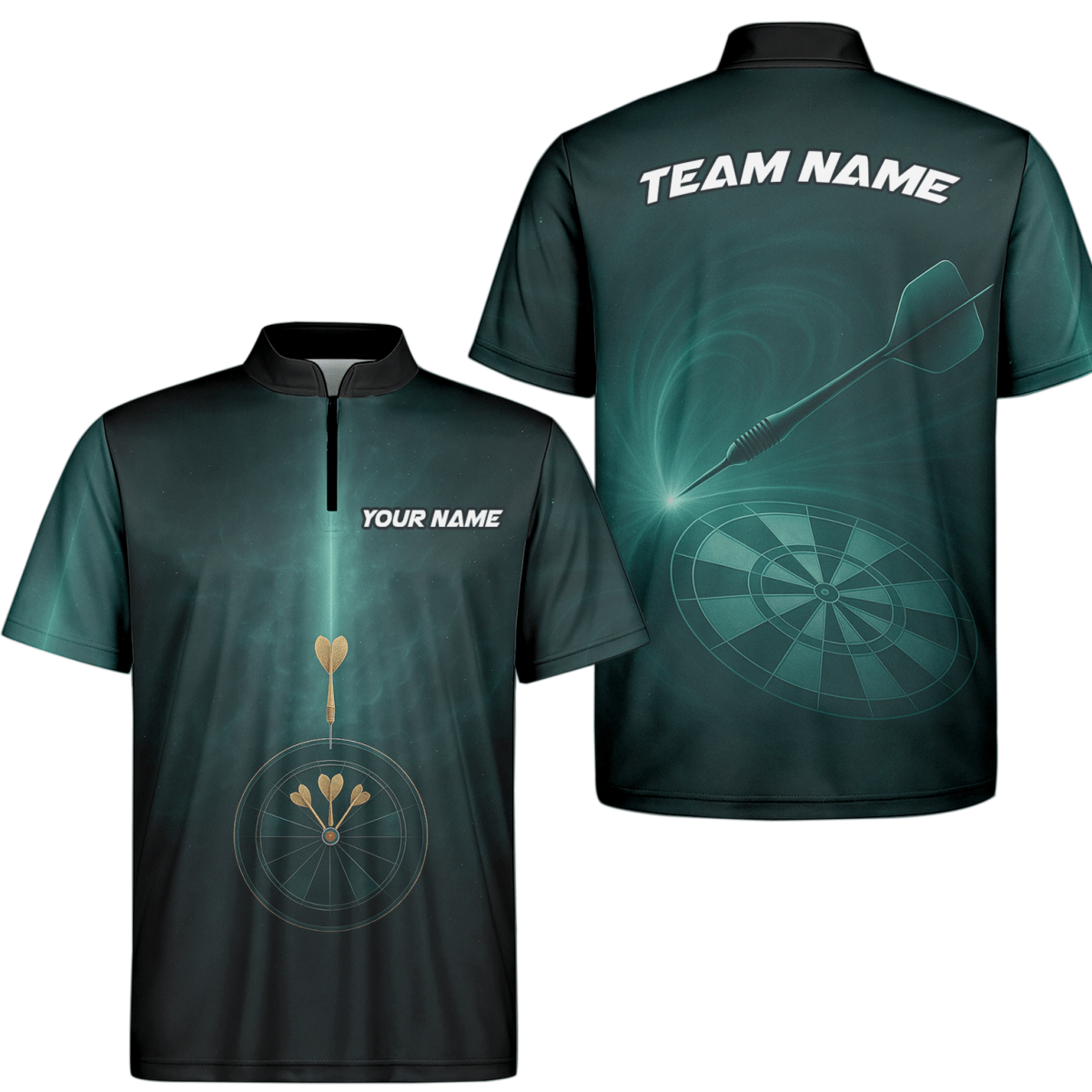 Herren Dart Polo - Shirt Personalisiert Dunkelgrün Wunschname Dart Design C2180 - Outfitsuche