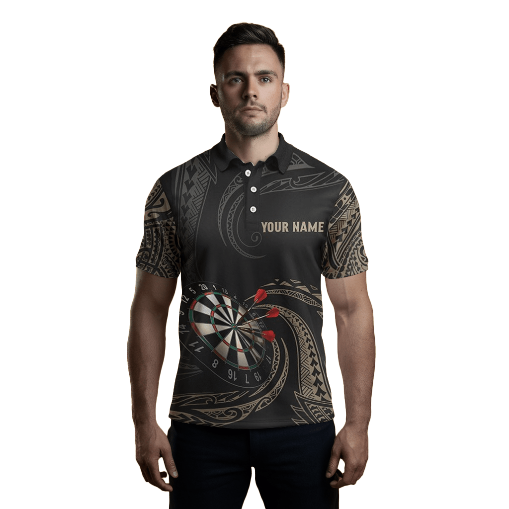 Herren Dart Polo Shirt, Tribal, Schwarz K468 - Outfitsuche