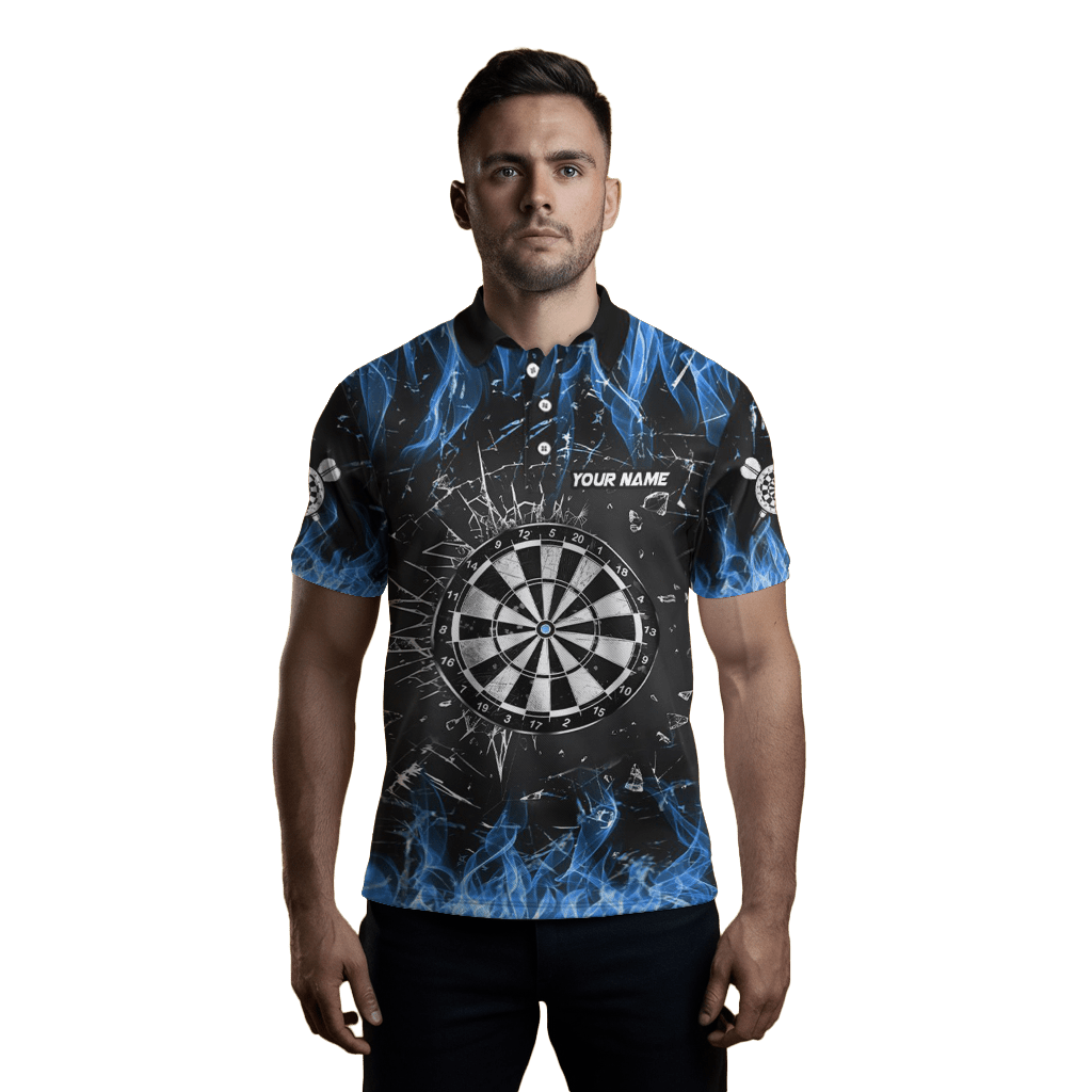 Herren Dart Polo Shirts mit blauem Feuerglasbruch V1193 - Outfitsuche