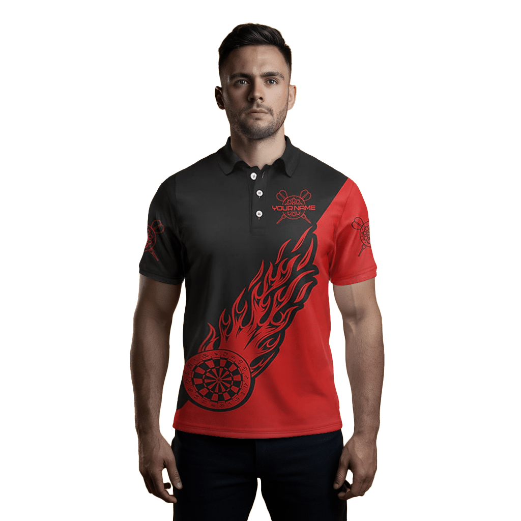 Herren Dart - Poloshirt mit rotem Flammenmotiv K541 - Outfitsuche