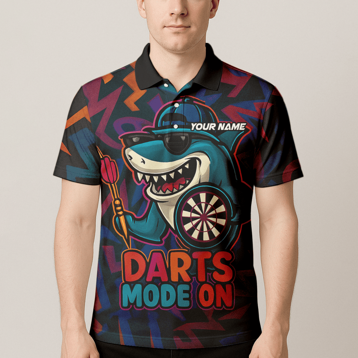 Herren Dart - Poloshirt "Sensenmann" – Personalisiert, Schwarz - Rot in Riss - Optik X1942 - Outfitsuche