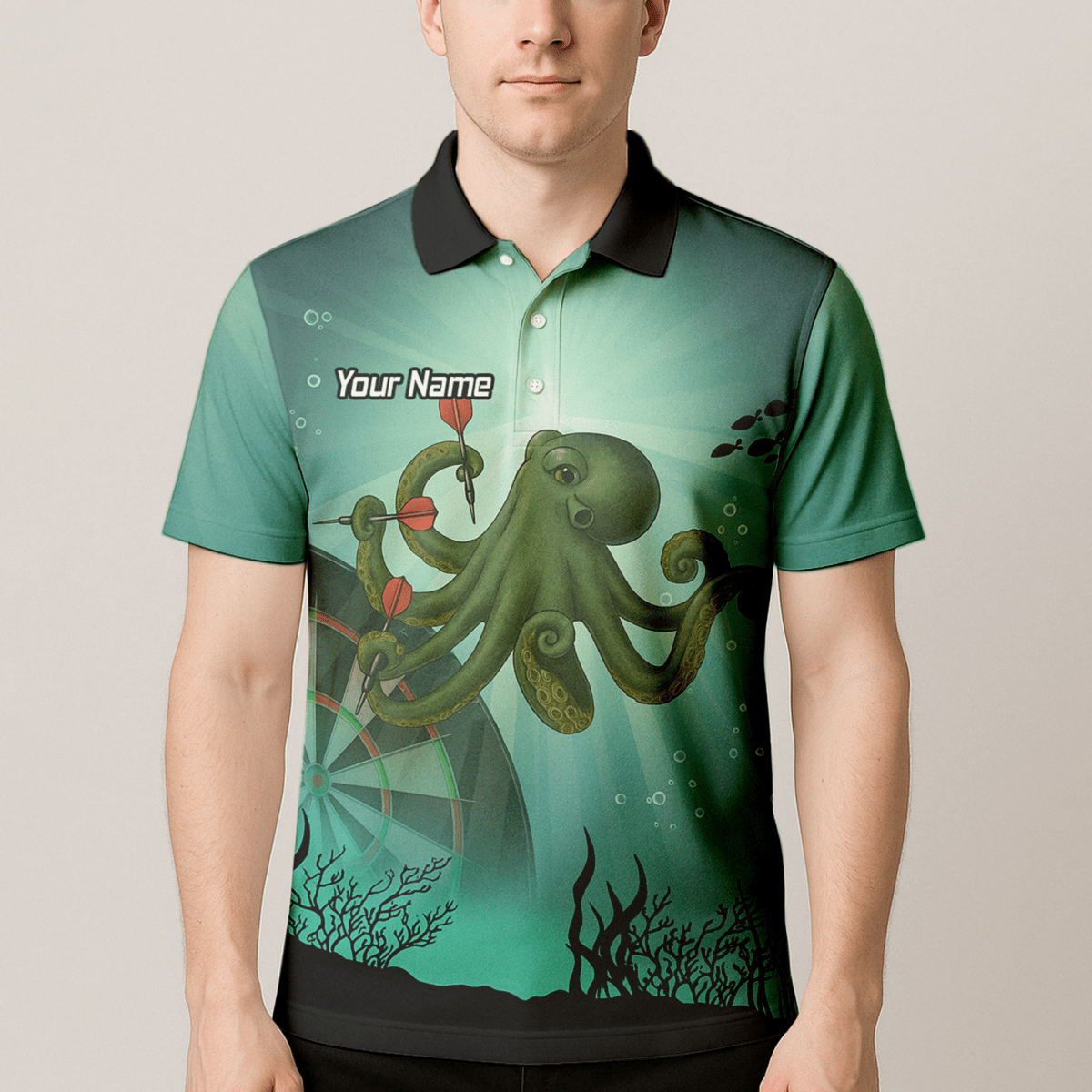 Herren Dart - Shirt Oktopus Motiv personalisierbar A3130 - Outfitsuche