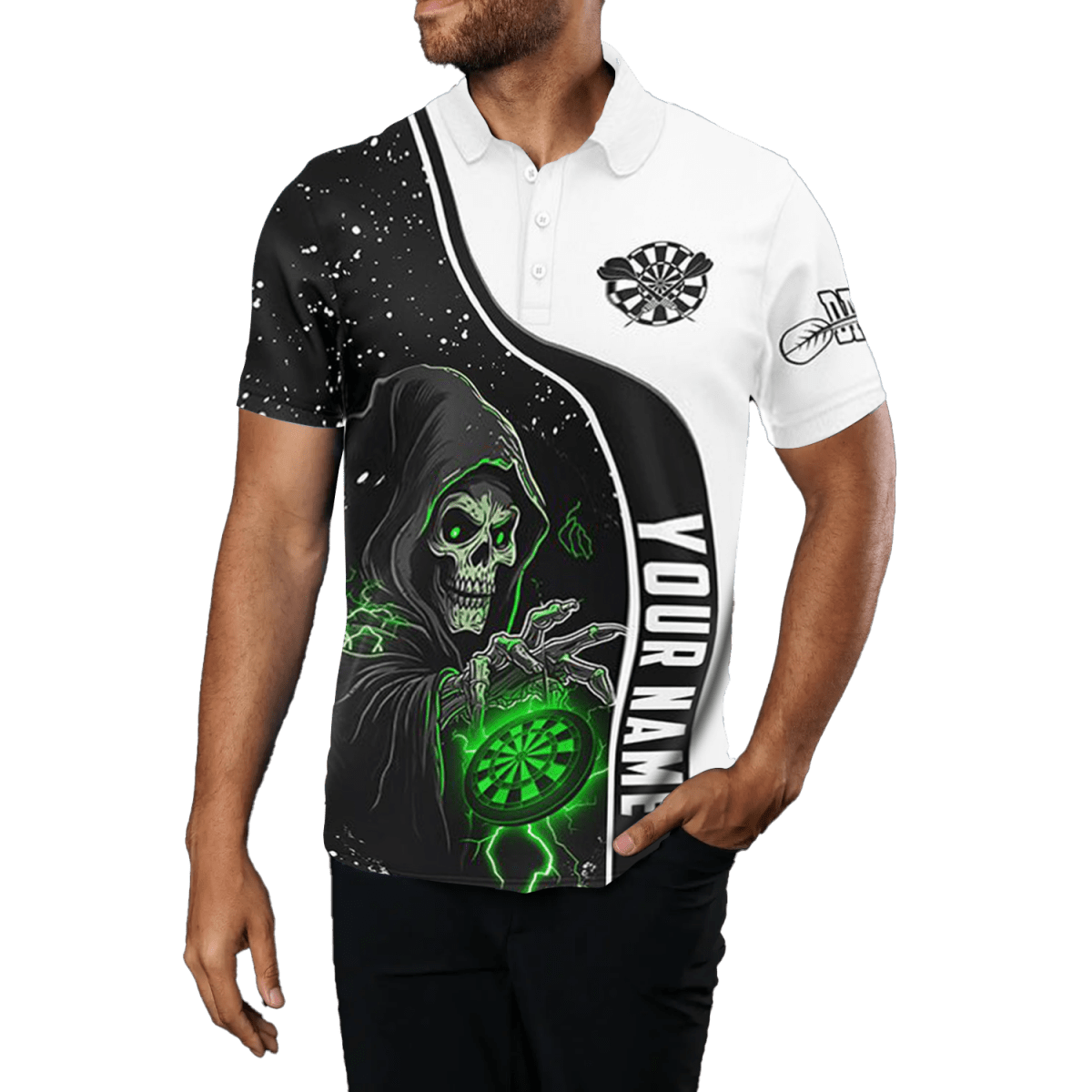 Herren Dart Skull Grunge Polo Shirt T1272 - Outfitsuche