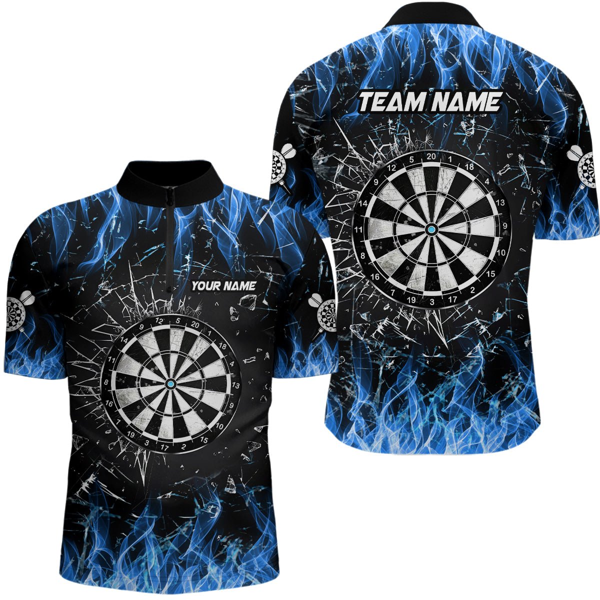 Herren Dart Team Shirts mit blauem Feuerglasbruch V1193 - Outfitsuche