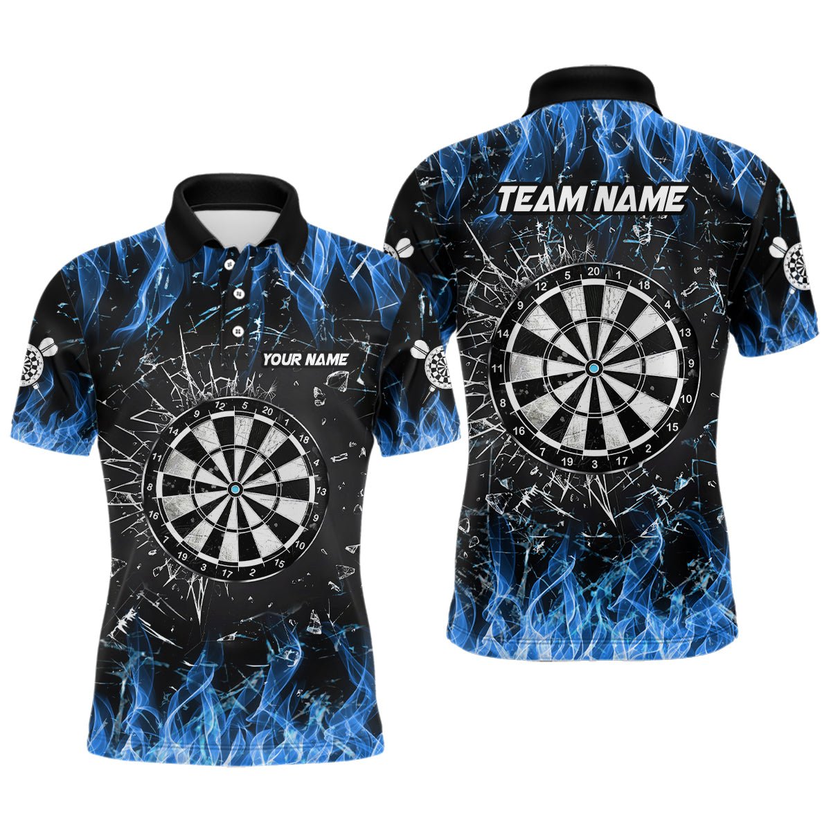 Herren Dart Team Shirts mit blauem Feuerglasbruch V1193 - Outfitsuche