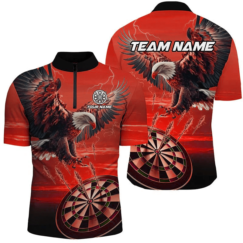 Herren Dart - Trikot mit individuellem 3D - Adler - Motiv Rot T2275 - Outfitsuche