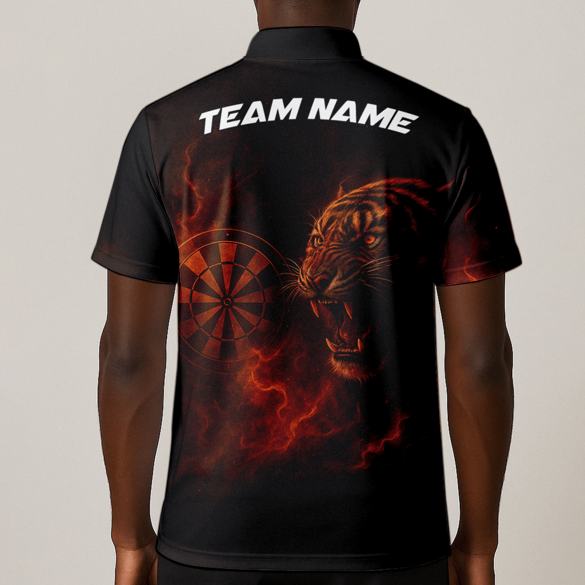 Herren Dart Trikot Personalisiert Fire Tiger Schwarz mit eigenem Namen D5503 - Outfitsuche