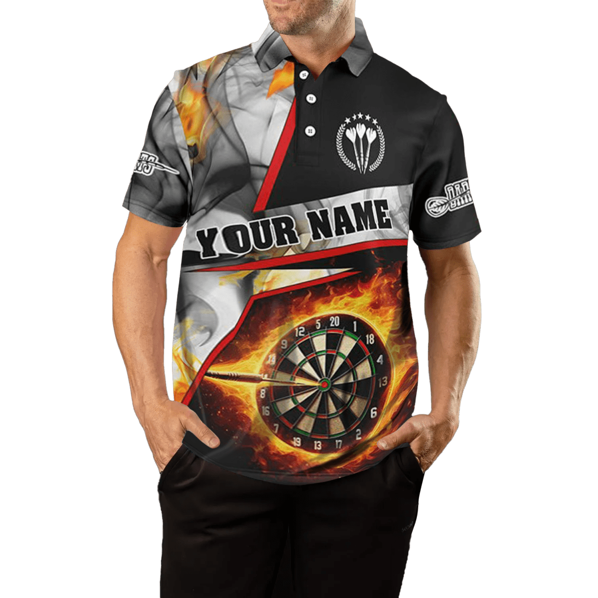 Herren Darts Flame Grau Rauch Polo Shirt T1257 - Outfitsuche