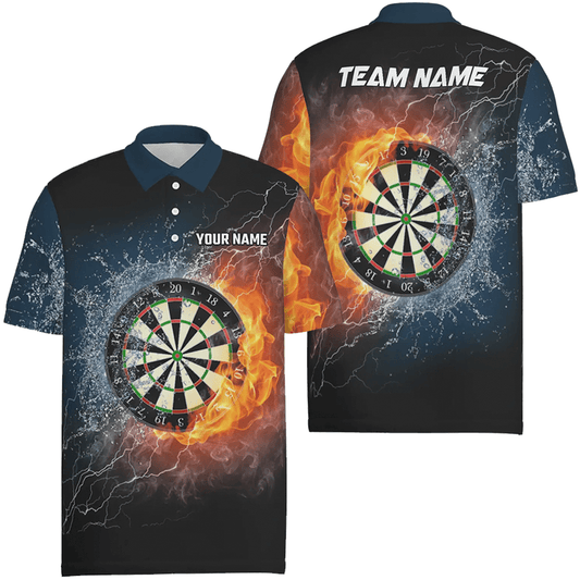 Herren Darts - Polo "Feuer & Wasser Dartboard" in Blau X550 - Outfitsuche