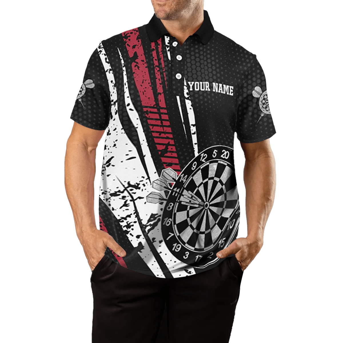 Herren Darts Polo im Retro - Geometrie - Stil O275 - Outfitsuche