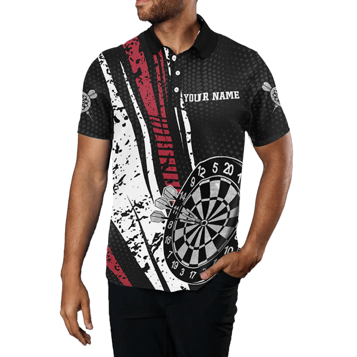 Herren Darts Polo im Retro - Geometrie - Stil O275 - Outfitsuche