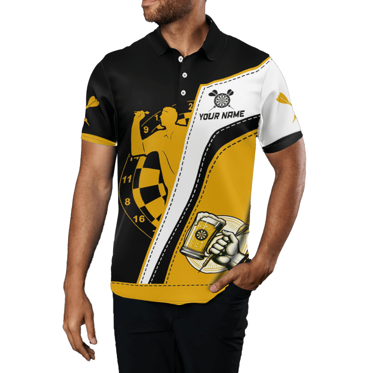 Herren Darts Polo Shirt - Bier Thema, Dunkelblau L1457 - Outfitsuche