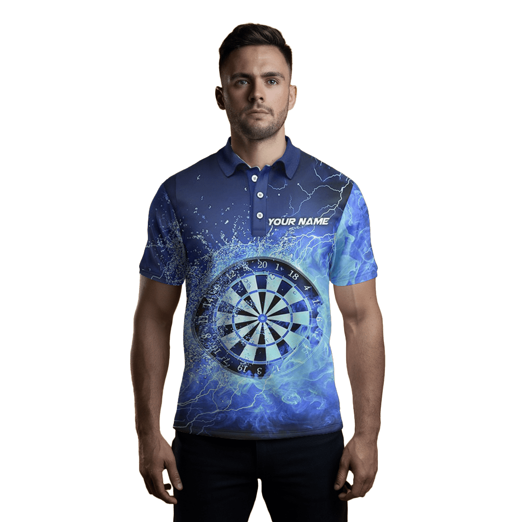 Herren Darts Polo Shirt Blau Feuer & Wasser L1359 - Outfitsuche