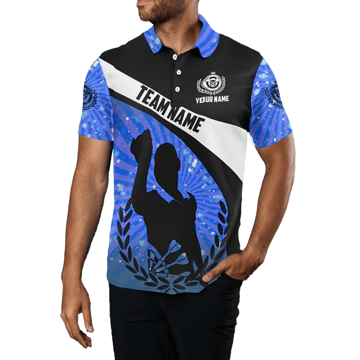 Herren Darts Polo Shirt - Blau gestreift, "Ich spiele Darts" Themen - Shirt M763 - Outfitsuche