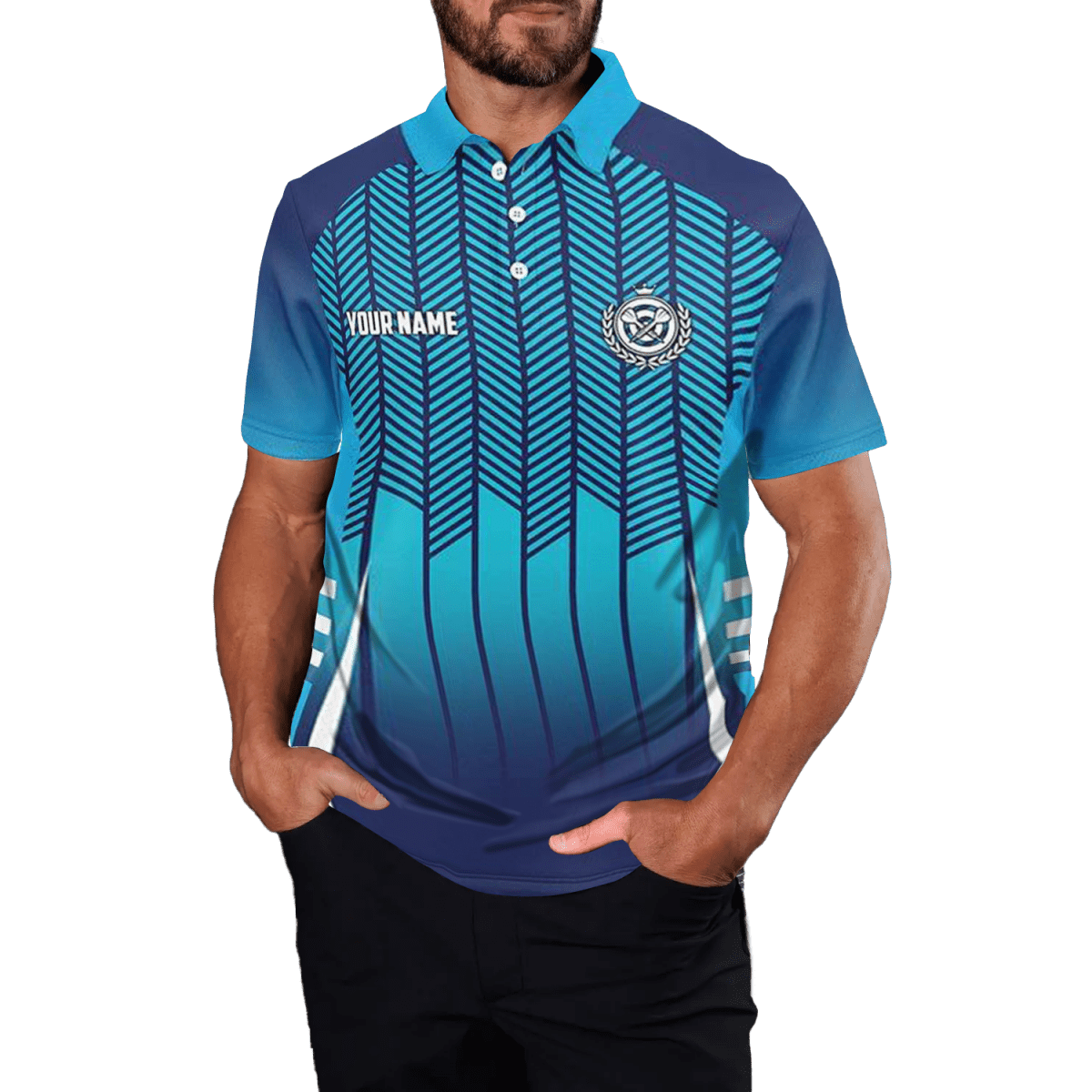 Herren Darts Polo Shirt Blau Gradient, Sport - Stil R712 - Outfitsuche