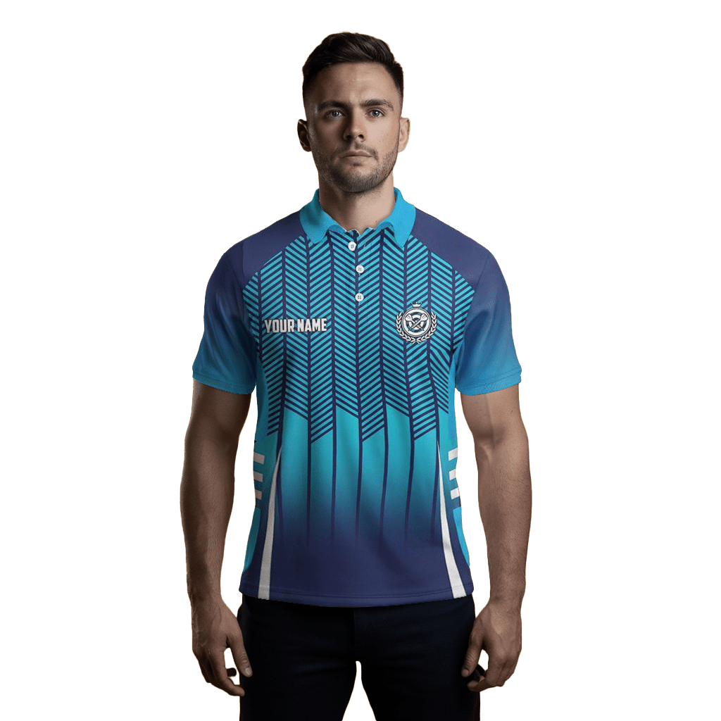 Herren Darts Polo Shirt Blau Gradient, Sport - Stil R712 - Outfitsuche