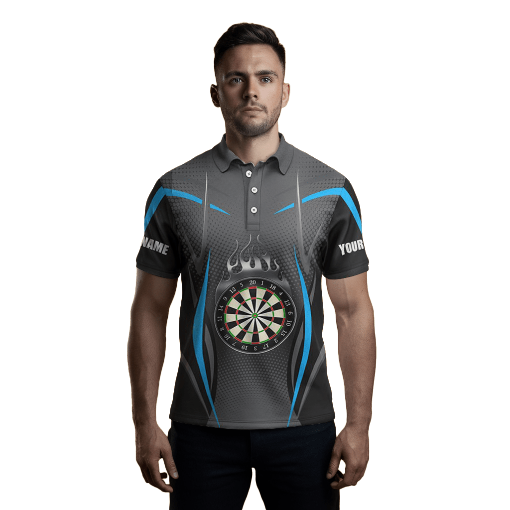 Herren Darts Polo Shirt, Blau Grau, Sportlich L1382 - Outfitsuche