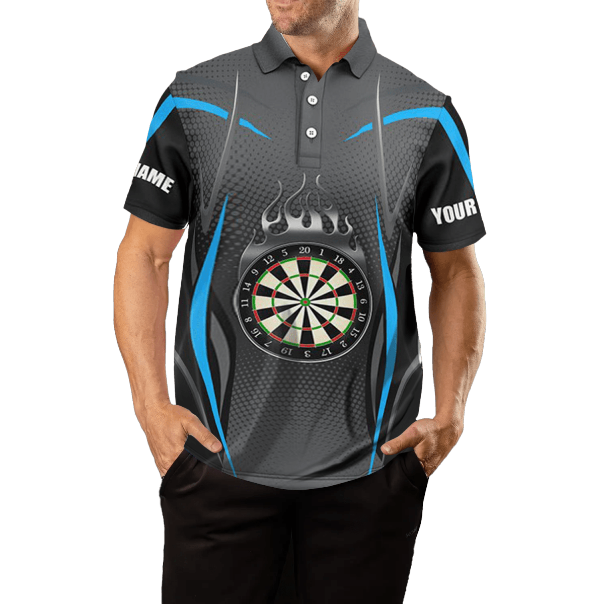 Herren Darts Polo Shirt, Blau Grau, Sportlich L1382 - Outfitsuche