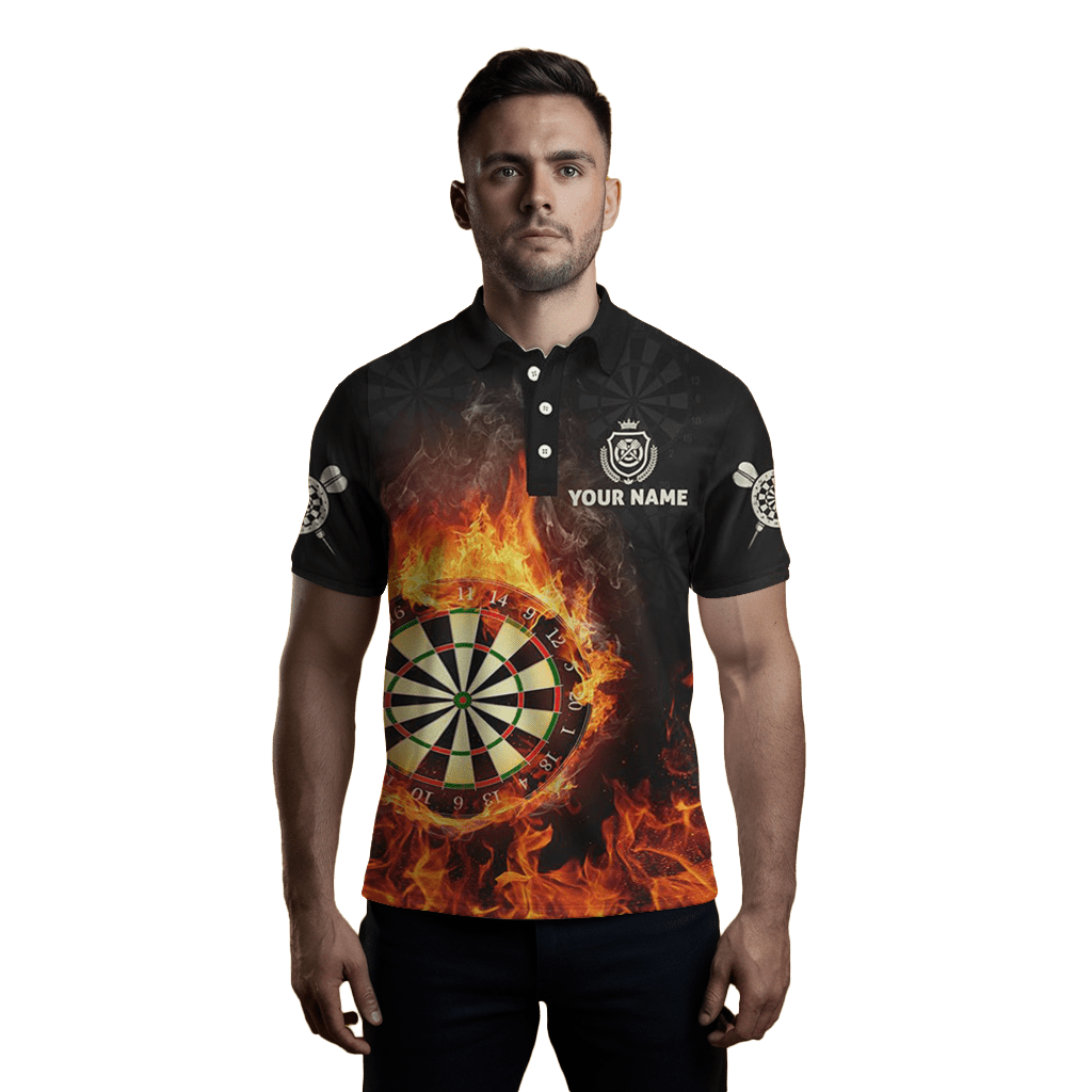 Herren Darts Polo Shirt, Feuer - patriotisches Trikot, rot, Zip O237 - Outfitsuche