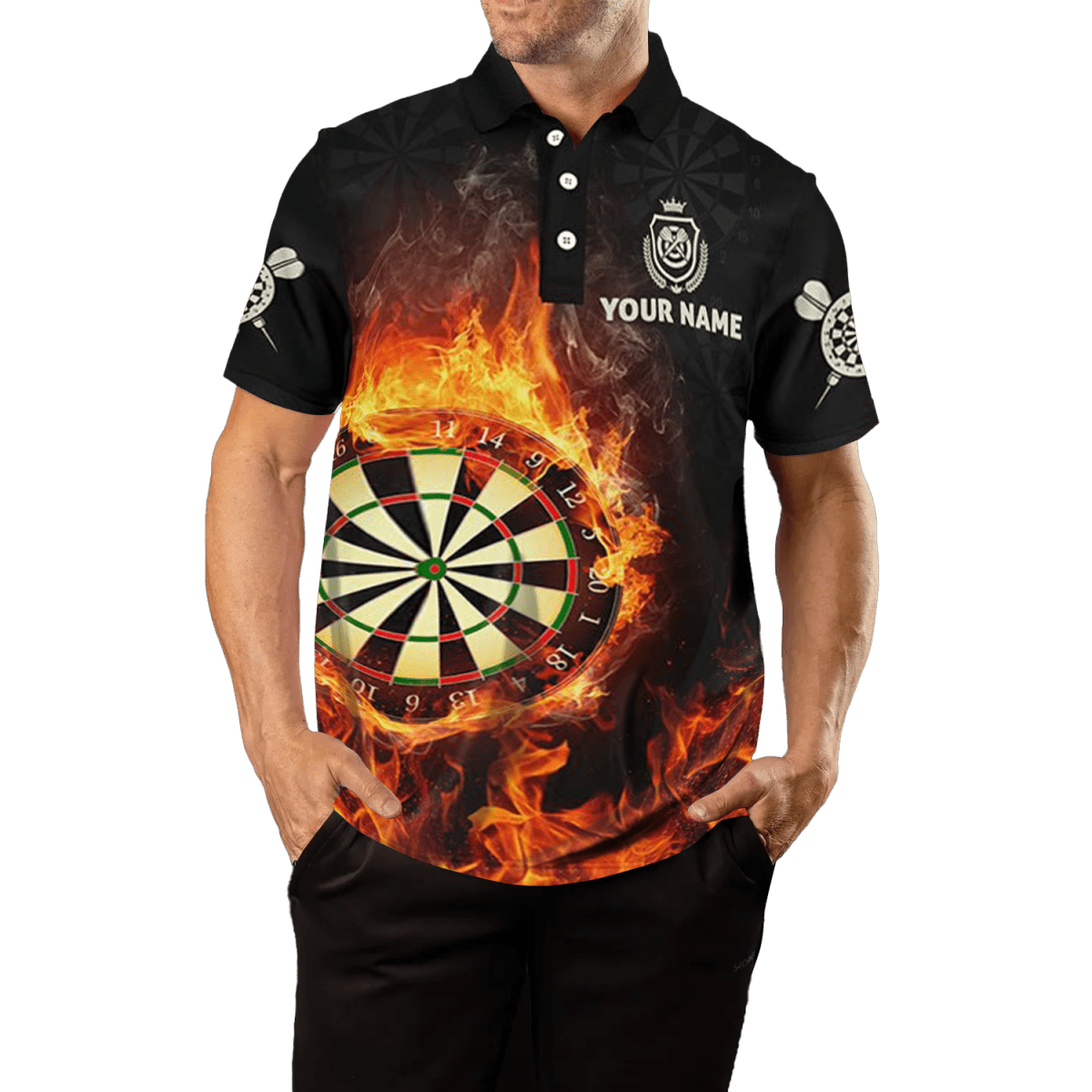 Herren Darts Polo Shirt, Feuer - patriotisches Trikot, rot, Zip O237 - Outfitsuche