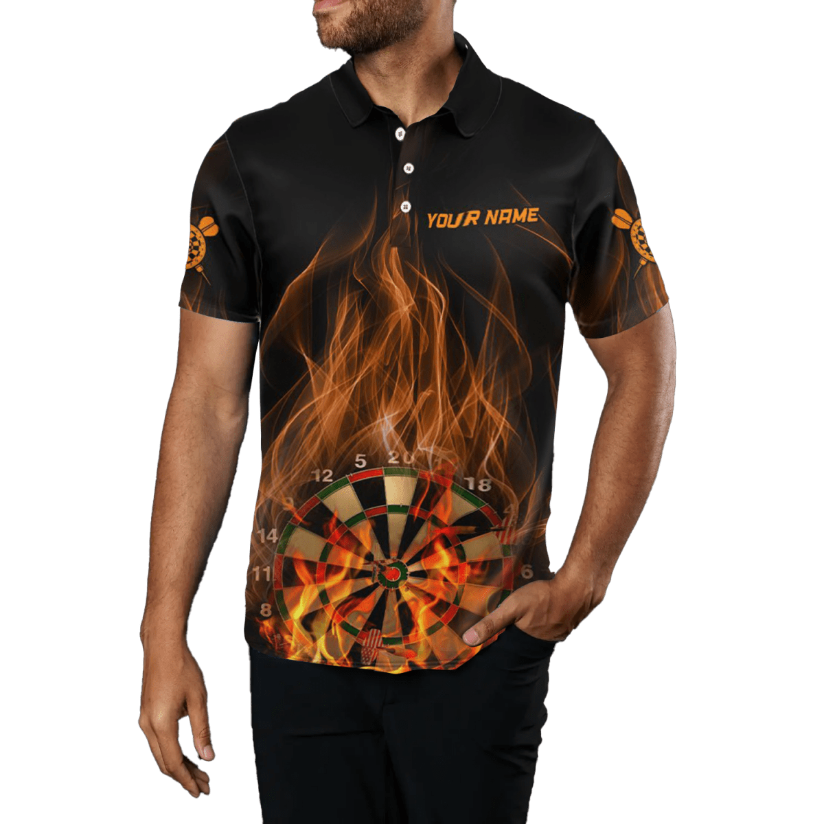 Herren Darts Polo Shirt Feuerflamme Adler | Dartshirt | Rot | L1446 - Outfitsuche