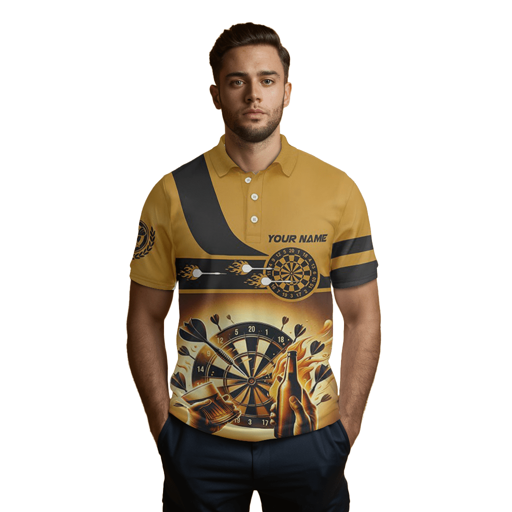 Herren Darts Polo Shirt Gelb Bier Thema L1380 - Outfitsuche