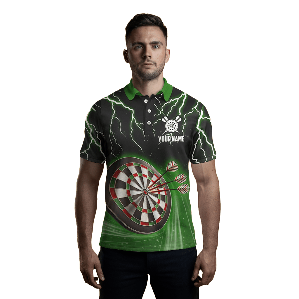 Herren Darts Polo Shirt - Grün Blitzgewitter L1454 - Outfitsuche