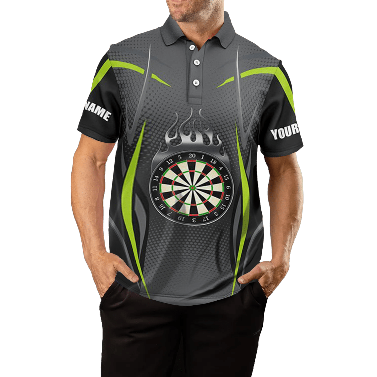 Herren Darts Polo Shirt | Grünes Grau | Sportliches Dart Trikot L1383 - Outfitsuche