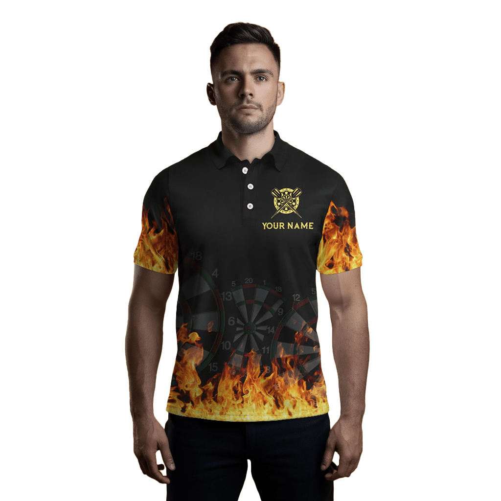 Herren Darts Polo Shirt in 3D Feuerflammen Design A560 - Outfitsuche